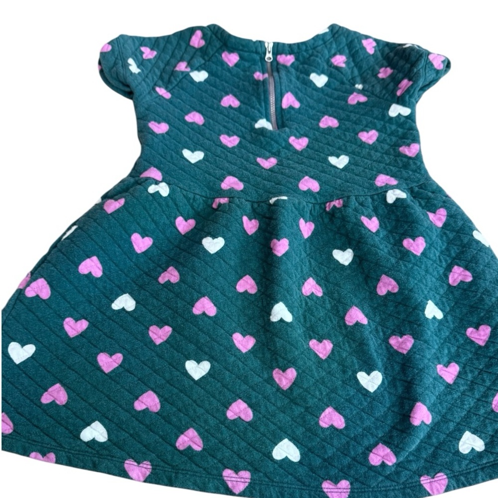 Vintage size 7 Gymboree quilted sweatshirt dress green blue color hearts pink